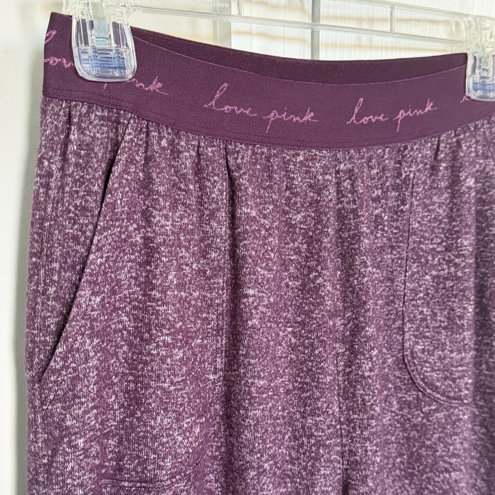 PINK Victorias Secret Cozy Jogger Sleep Pants w/ Pockets Heathered Purple Small - Picture 7 of 16